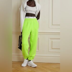 NWT Alexander Wang Structured Terry Classic Sweatpants w/ Puff Logo in Neon S